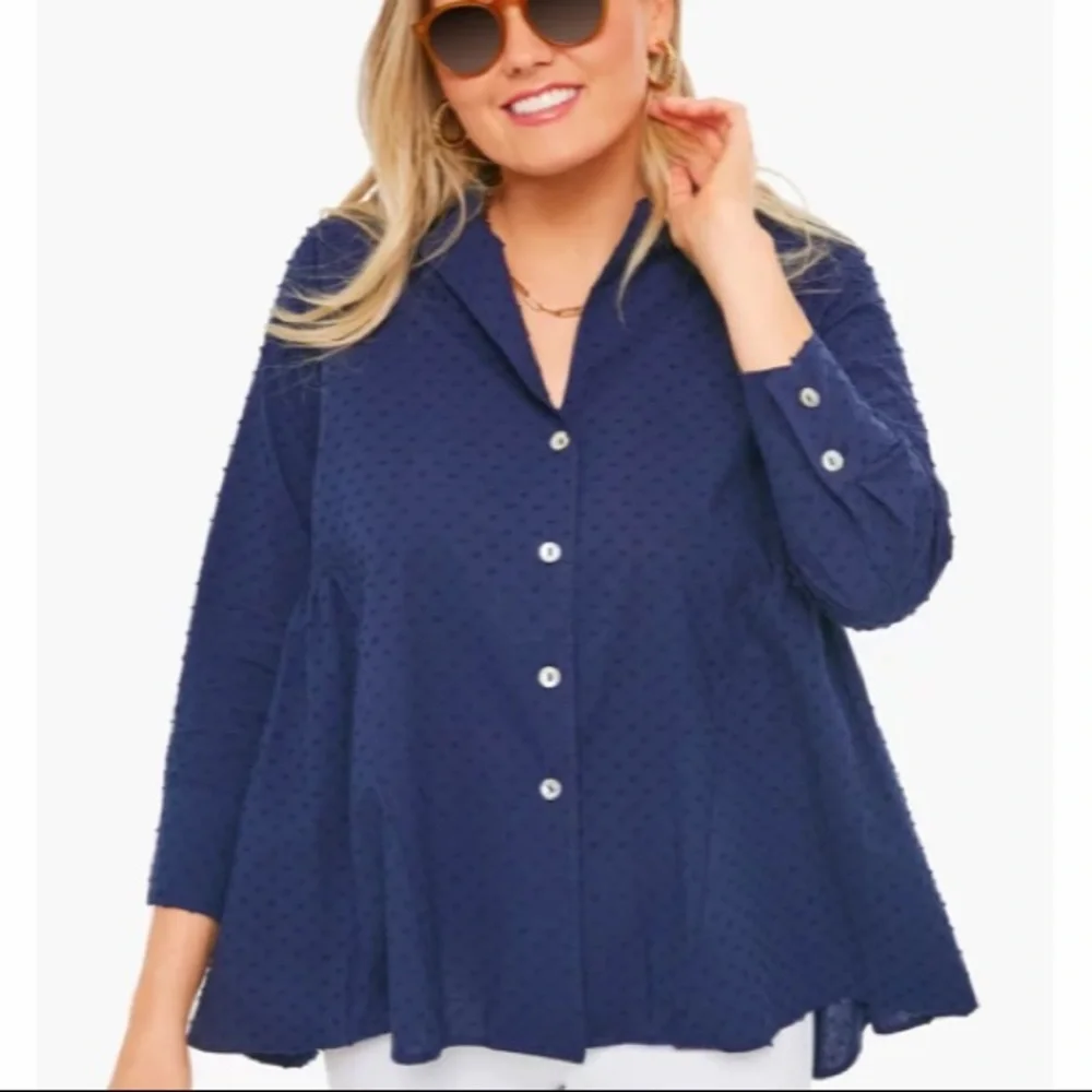 **Last One! Small** Navy Swiss Dot Scarlett Button Down
POMANDER PLACE - Picture 5 of 8